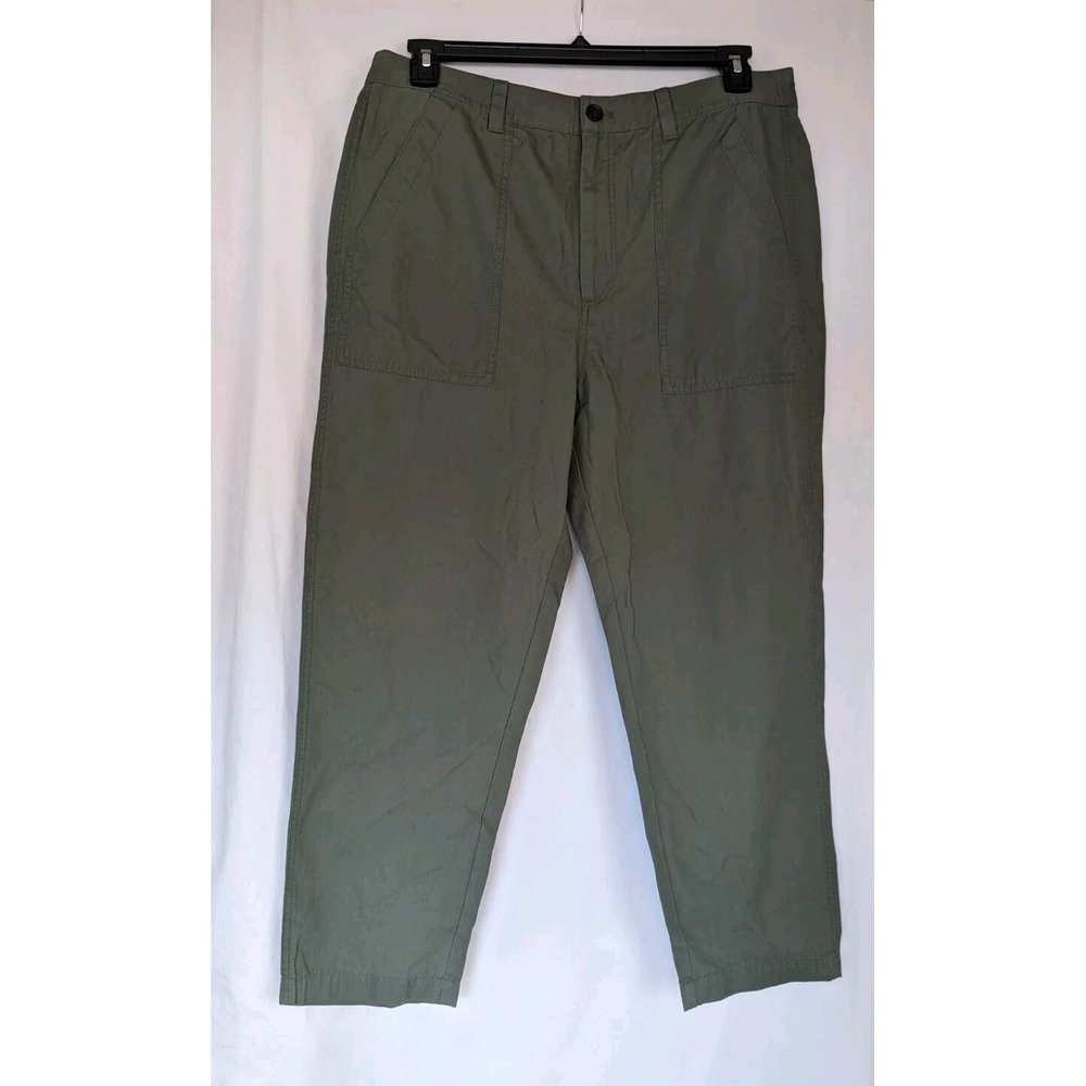 Banana Republic  Pants Womens 14 Straight Ankle  Leg Green Cotton NWT